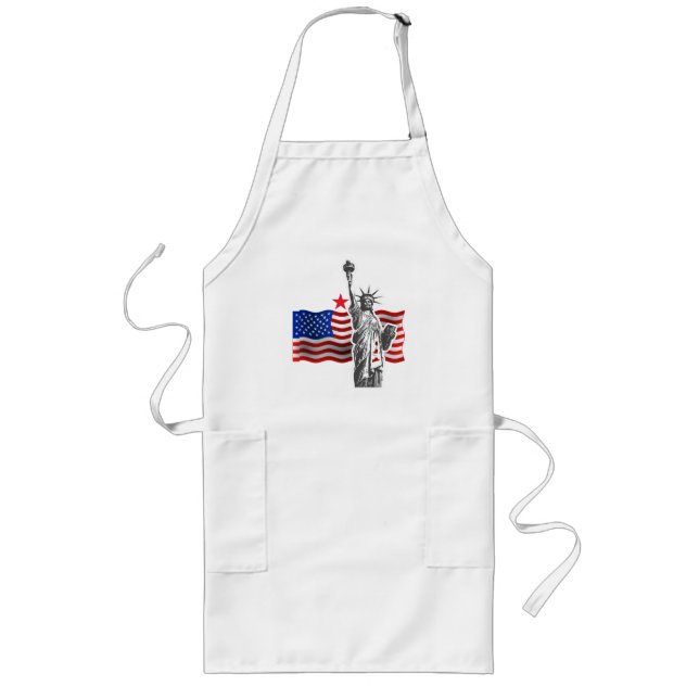 Avental Longo Lady Liberty com a bandeira americana Apron (Frente)