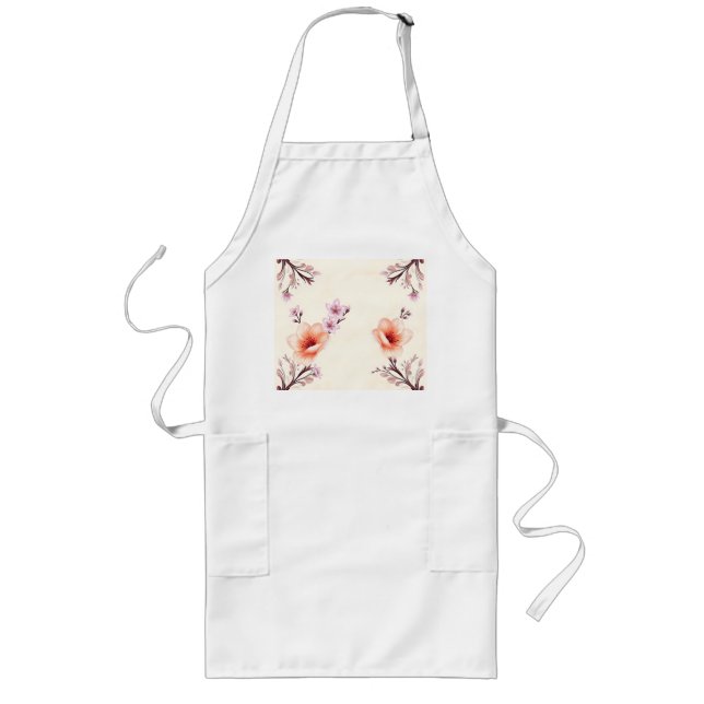 Avental Longo Lavanda Peach Blossoms Art Deco (Frente)