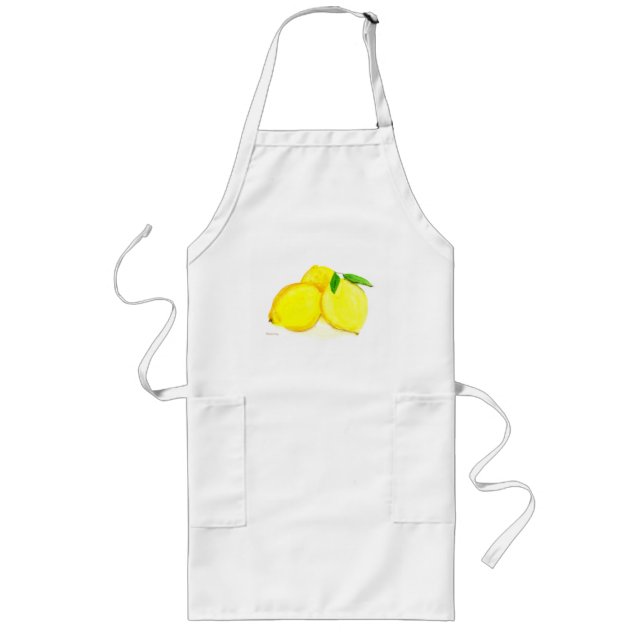 Avental Longo Limões fruta aquarela Personalizada Apron Longo (Frente)