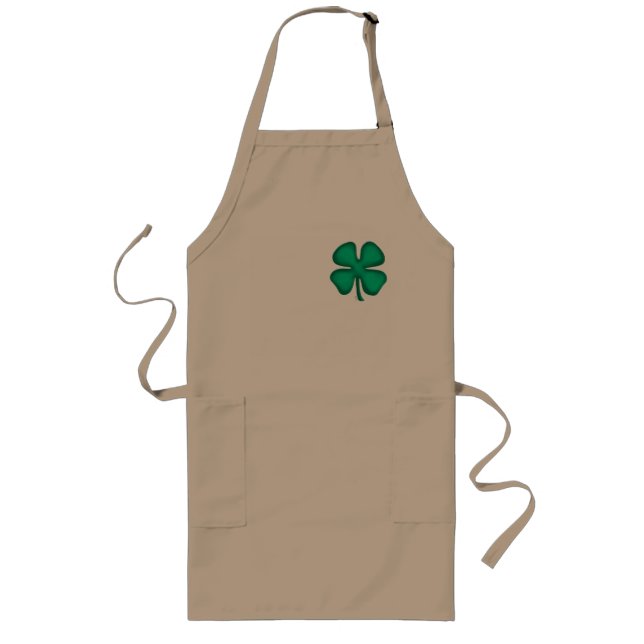 Avental Longo Lucky 4 Folaf Irish Clover long khaki chef apron (Frente)