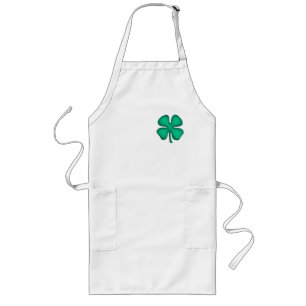 Avental Longo Lucky 4 Leaf Irish Clover long chef apron