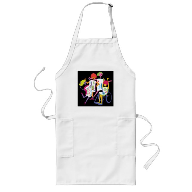 Avental Longo Mah Jongg Happy Dance Black Apron (Frente)