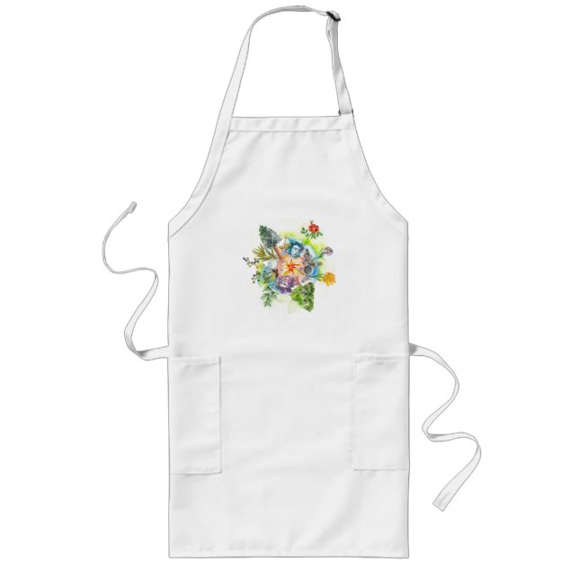 Avental Longo Medicina de meia-idade Mandala Apron (Frente)