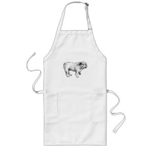 Avental Longo meio-tom calmo cozinheiro, bulldog