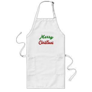 Avental Longo Merry Christmas red and green script