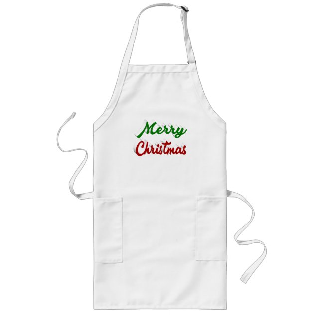 Avental Longo Merry Christmas red and green script (Frente)