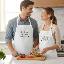 Avental Longo Mr. & Mrs. Personalized Couple Apron