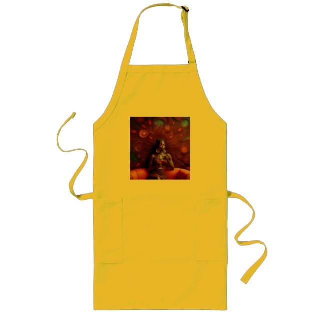 Avental Longo Mulher Esfregando Uma Bebida No Sofá (Frente)