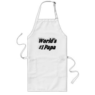 Avental Longo Número 1 Papá com texto preto Long Apron