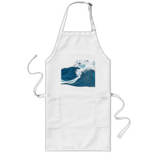 Avental Longo Ondas do Oceano Azul Monocromático