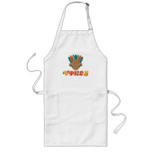 Avental Longo Orange & Teal Turkey Vibes Apron