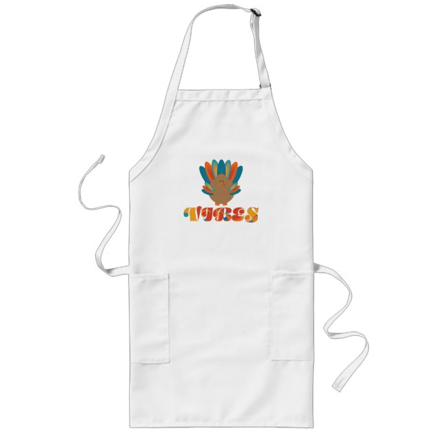 Avental Longo Orange & Teal Turkey Vibes Apron (Frente)