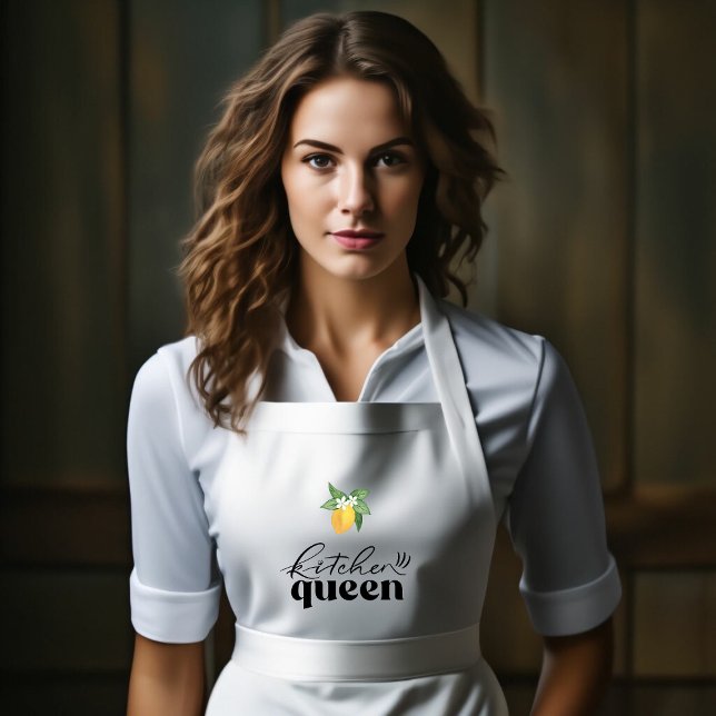 Avental Longo Padrão de limão branco longo (Lemon Pattern Long White Long Apron)