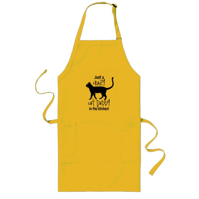 Avental Longo Pai de Gato Louco Preto Personalizado Amarelo (Frente)