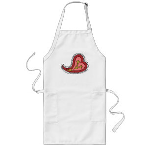 Avental Longo Paisley Heart Apron