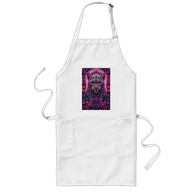 Avental Longo Pantera Neon Mística Floral Mandala (Frente)