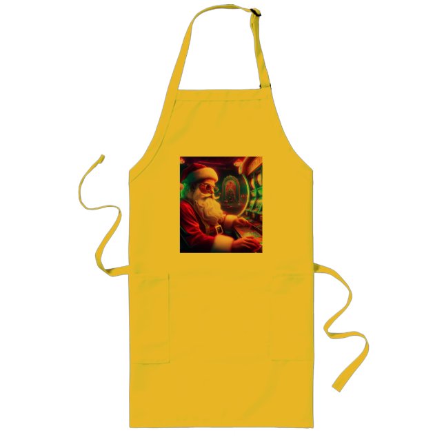 Avental Longo Papai Noel Está Jogando As Faixas No Casino (Frente)