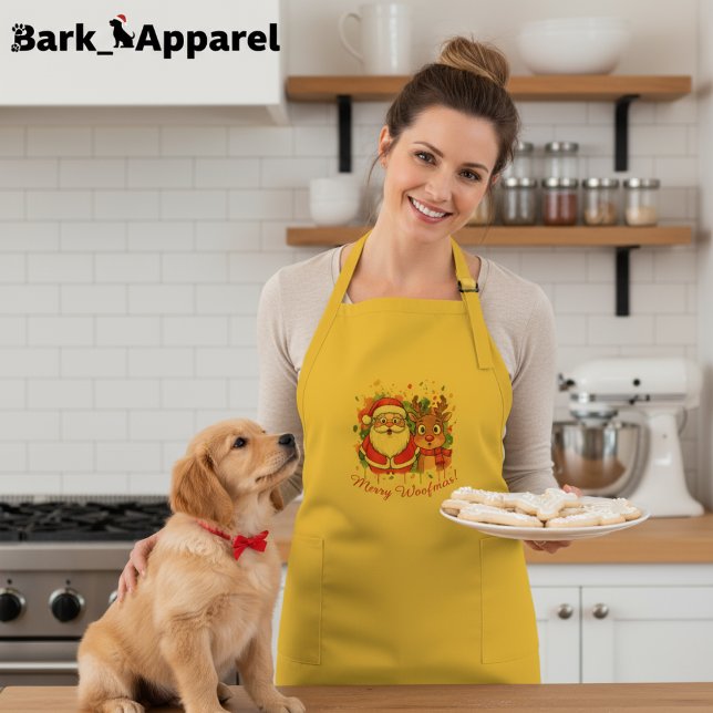 Avental Longo Papais noeis personalizáveis e natal da Reindeer (Criador carregado)