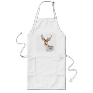 Avental Longo Pastel Watercolor Deer com Flora