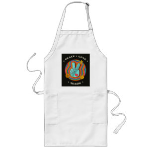 Avental Longo Paz Amor Ensinar Vintage Retro 70s Hippie
