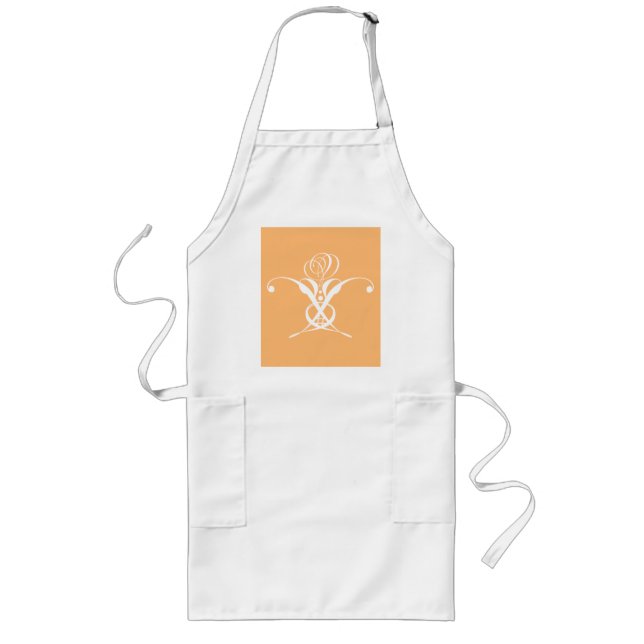 Avental Longo Peach Retro White Flourish Rosa (Frente)
