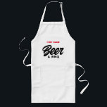 Avental longo personalizado de cerveja e CHURRASCO<br><div class="desc">Cerveja e avental longo personalizado de CHURRASCO para homens. Legal aventais para cerveja e amante de churrasco. Design de tipografia de pincel. Personalize com sua própria comida ou bebidas favoritas. Disponível em cores diferentes. Ideia divertida de presente de Festa de aniversário para amigos e família. Excelente para reunião familiar, festival,...</div>