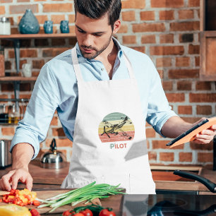 Avental Longo Piloto de Aniversário Avião Vintage Retro Pôr do S