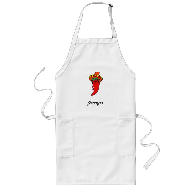 Avental Longo Pimenta Cartoon Com Nome Personalizado (Frente)