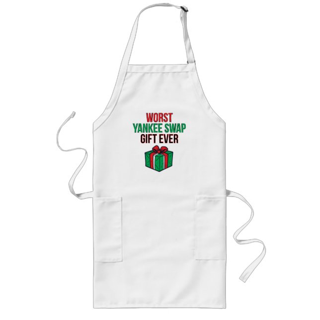 Avental Longo Pior presente de Yankee Swap já visto (Frente)