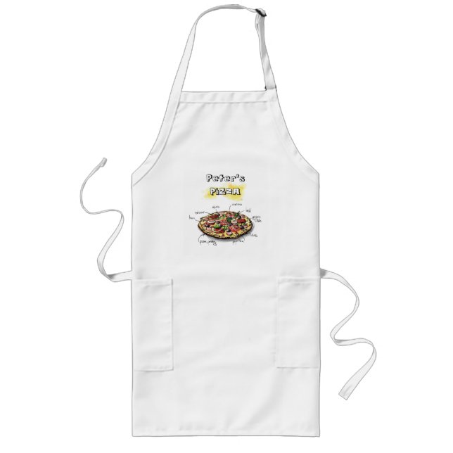 Avental Longo Pizza Art Personalizado Griling Apron (Frente)
