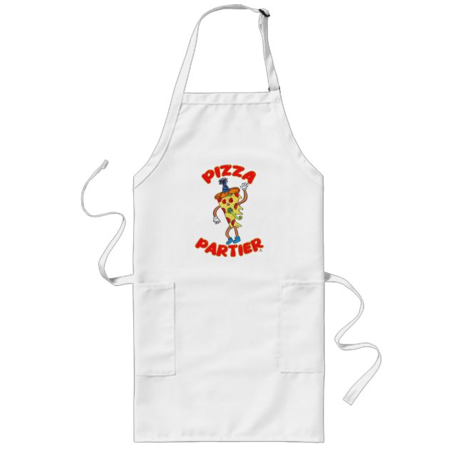 Avental Longo Pizza Partier Funny Cartoon Slice Design (Frente)