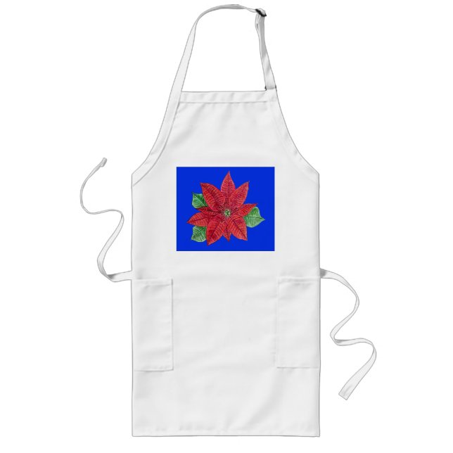 Avental Longo Poinsettia Apron - Azul (Frente)