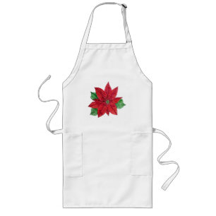 Avental Longo Poinsettia Apron - Branco