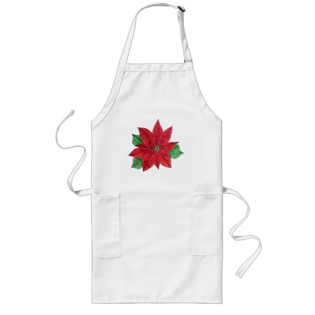 Avental Longo Poinsettia Apron - Branco (Frente)