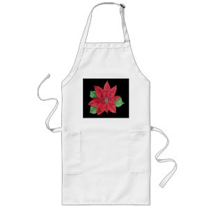 Avental Longo Poinsettia Apron - Preto