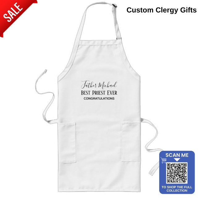 Avental Longo Priest Pastor Clergy Gifts - Simple Personalized (Criador carregado)