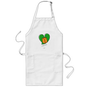 Avental Longo Primavera in Love - Orange Tulipes Long Apron