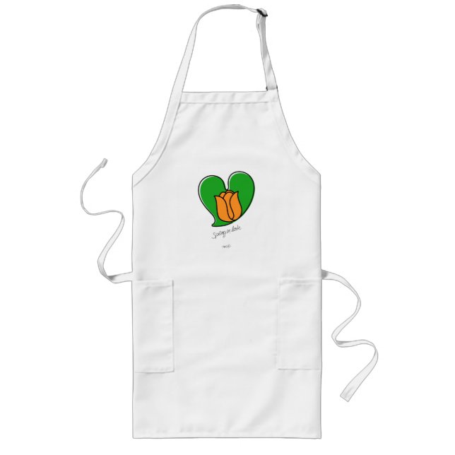 Avental Longo Primavera in Love - Orange Tulipes Long Apron (Frente)
