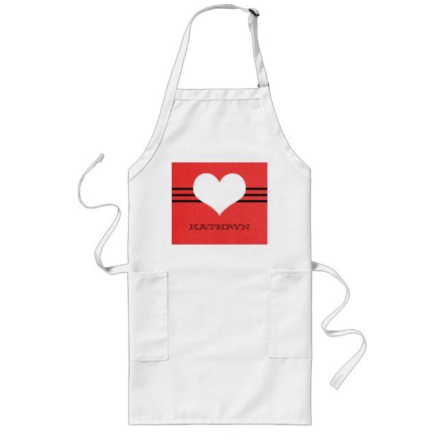 Avental Longo Red Modern Heart Apron (Frente)