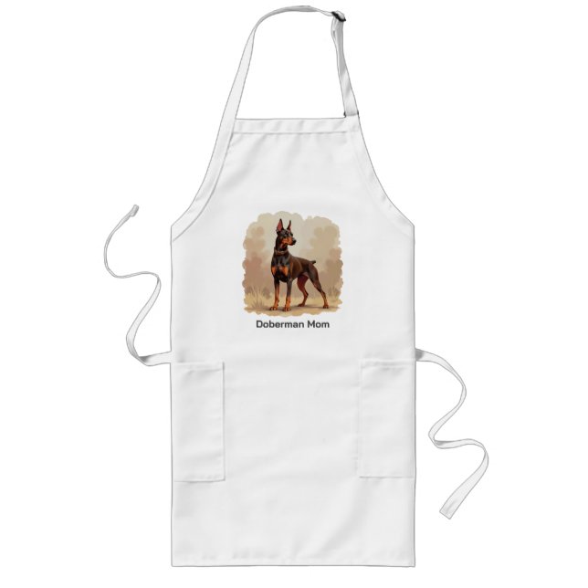 Avental Longo Red Rust Brown Doberman Pinscher Dog (Frente)