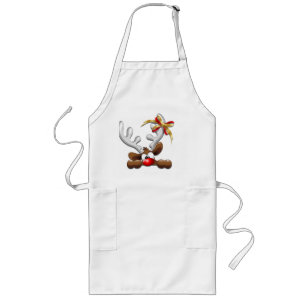 Avental Longo Reindeer Enzergou Caráter de Natal Engraçado