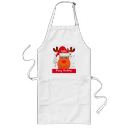 Avental Longo Reindeer Personalizado Festivo Apron de Natal