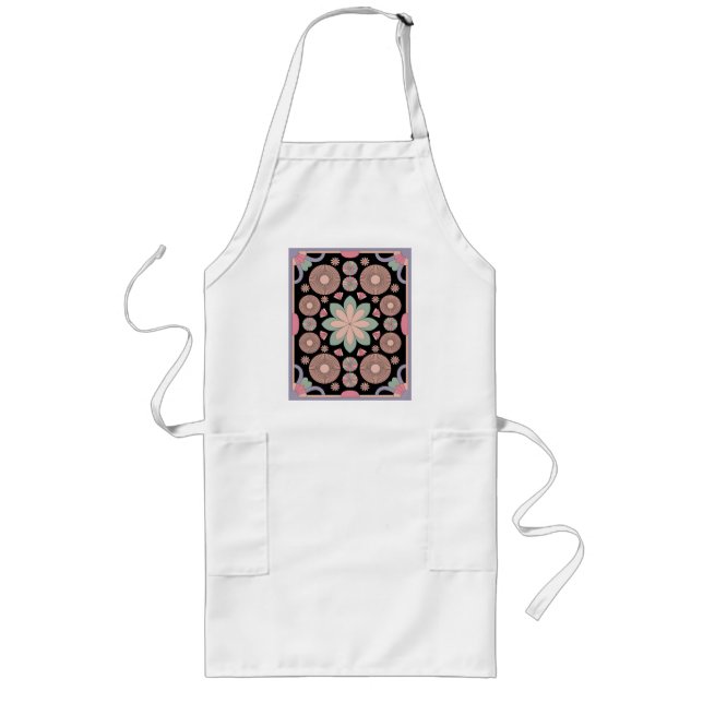 Avental Longo Retro Pastel Floral Mandala Symmetry (Frente)