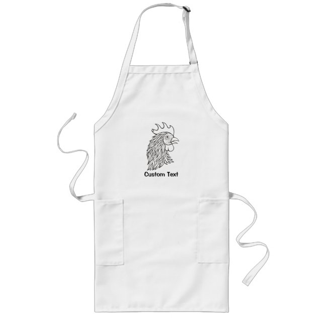 Avental Longo Rooster's Head Line Art (Frente)