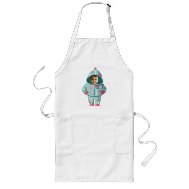 Avental Longo Rosto de Menino de Natal Personalizado  (Frente)