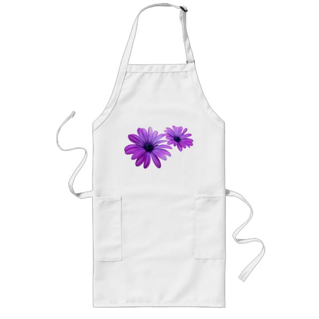 Avental Longo Roxo Daisy Apron Lindo CHURRASCO Azul Flor Apron (Frente)
