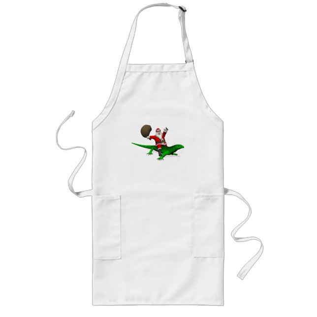 Avental Longo Santa Claus Riding Green Lizard (Frente)