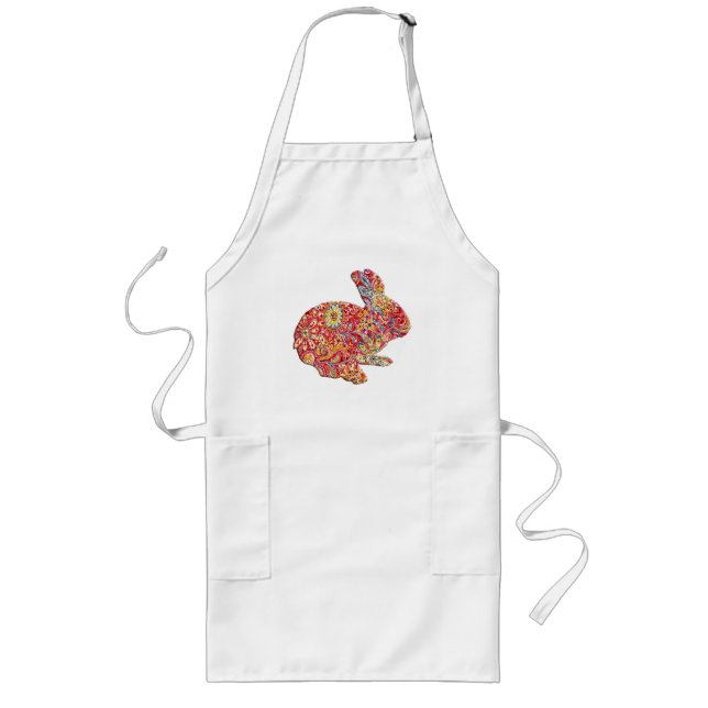 Avental Longo Silhouette Floral Colorida Bunny Apron (Frente)