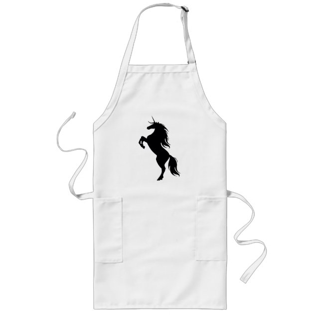 Avental Longo Silhouette preto Unicorn Apron (Frente)
