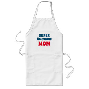 Avental Longo Super Awesome Mom Quote Red and Blue Typography